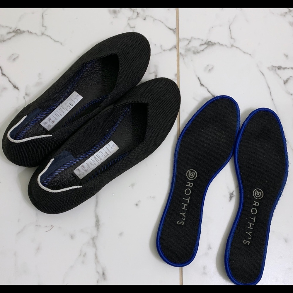 Retired Black Rothys with White Heel Trim